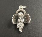 Handmade Sterling Silver Open Wing Cherub Angel Charm Pendant Necklace Lovely