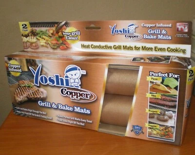 Paquete de 2 alfombrillas para parrilla y hornear de cobre Yoshi - aptas para lavavajillas 15 3/4" x 13" Foto 1 de 4
