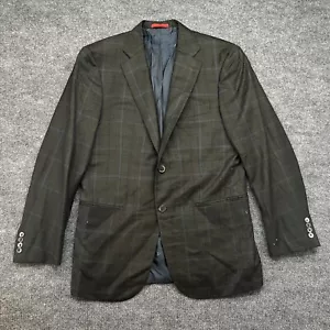 ISAIA Blazer Mens 38 8R Glen Plaid Wool Check Sport Coat Jacket Green *FLAWS* - Picture 1 of 23