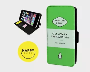 GO AWAY BOOK WORM - Kunstleder Flip Handyhülle Cover - iPhone/Samsung - Bild 1 von 5