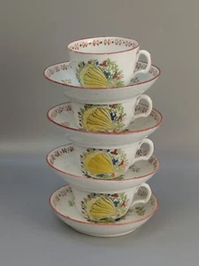 Nuevo Juego de 4 tazas y platillos Hall patrón de cáscara amarilla c1790 - Imagen 1 de 16