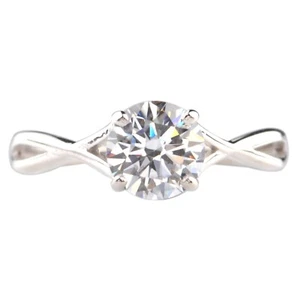 2.00Ct D/VVS1 Round Shape Solitaire Women's Anniversary Ring In 14KT White Gold - Picture 1 of 13