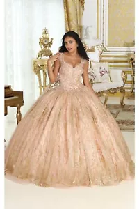 Womens Dresses For Prom Quinceanera Long V-Neck Sleeveless Ball Gown Plus Size - Picture 1 of 6
