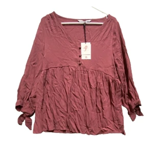 The Nines by Hatch Shirt Womens M Red Brick 3/4 Sleeve Maternity Blouse - Picture 1 of 11