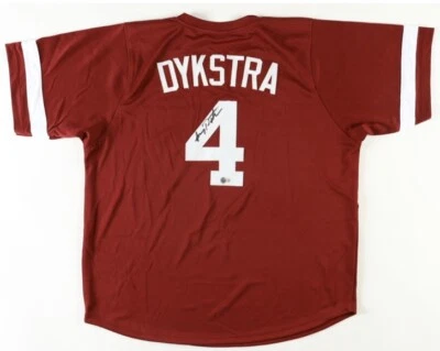 Camiseta Lenny Dykstra Autografiada Personalizada Roja Philadelphia Beckett Testigo Certificado de Autenticidad Foto 1 de 3