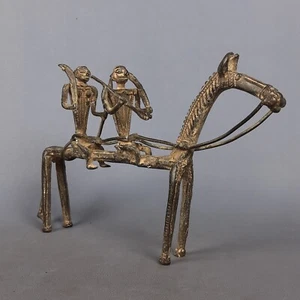 Antike Skulptur Bronze Pferd Mit Krieger Kunst Tribal Afrika Early ‘900 - Bild 1 von 14