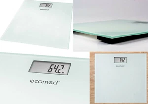 Ecomed Bascula Baño Digital Slim,LCD,pesa 150kg,cristal templado,30x30x2 cm,pila - Imagen 1 de 6