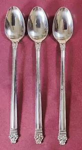 146) Set of 3 Japan EKCO Eterna Crown Tiara Stainless Steel Iced Tea Spoons - Foto 1 di 5