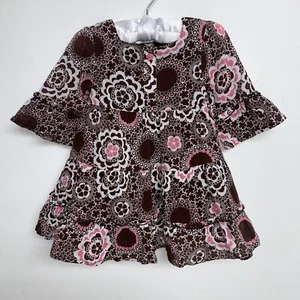 Abito Maggie & Zoe taglia 2T boho floreale marrone rosa volant vestito bambino - Foto 1 di 11