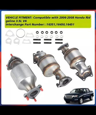 3 件装排气催化转换器套装适用于 2006 2007 年 2008 年本田 Ridgeline 3.5L V6 — 第 1/4 张图片