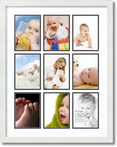 ArtToFrames Collage Mat Picture Photo Frame 9 5x7" Openings in Satin White 1048 - Picture 1 of 62