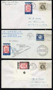 Lote de 3 cubiertas 1959 de Estados Unidos + Canadá con sello de póster de Letonia atado 40 aniversario - Imagen 1 de 3