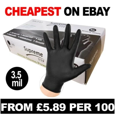 SUPREME-TTF Black Nitrile Examination Gloves GL897 Latex-Powder Free Medical