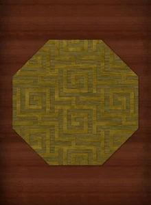 Green Transitional Hand Hooked Squares Curls Blocks Area Rug Geometric DV13 - Picture 1 of 12