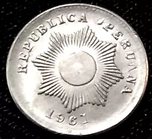 **UNC: 1961/51 OVERDATE** Peru Un Centavo - km#227 Zinc Coin - Picture 1 of 2