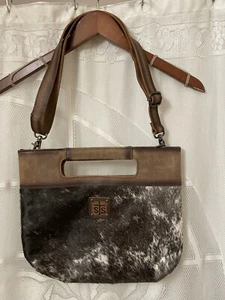 STS Ranchwear Flat Rock Leather Hair On Hide Clutch With Crossbody Strap - Bild 1 von 7