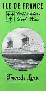 French Lines Ocean Liner Deck Plans Ile de France Travel Brochure Cabin 1952 - Picture 1 of 11