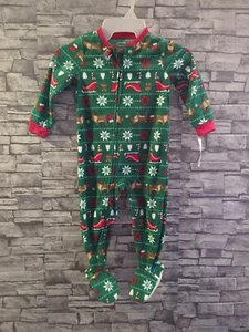 Carter's Unisex grün Weihnachten Fleece Fuß Rentier Pyjama 2t/2A neu - Bild 1 von 9