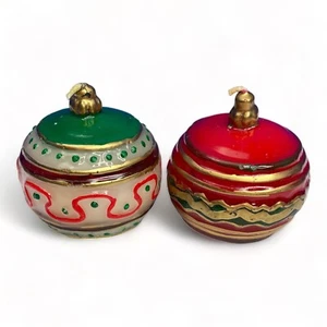1990's Boston Warehouse Ornament Holiday Candles Pack Of 2 Red Green - Picture 1 of 6