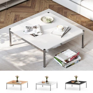 USM Haller Style Modern Metal Wood Coffee Table Square Tea Table Living Room - Picture 1 of 33
