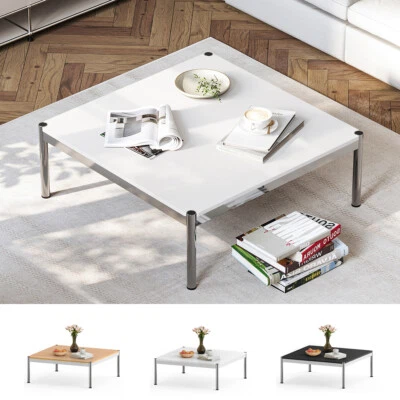 Large Modern Square Coffee Table Center Tea Table Metal or Wood For Living Room - Image 1 of 4