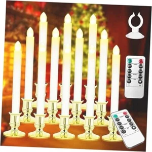 Window Candles Battery Operated Candles with Timer Flameless 12 Pack Gold - Picture 1 of 7