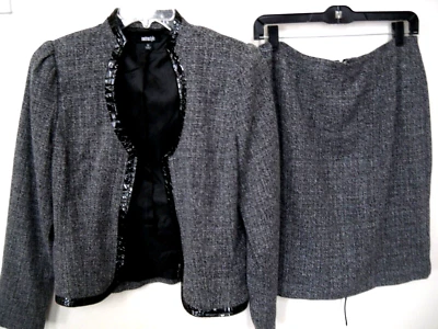 Conjunto de traje METROSTYLE para mujer talla 12 2/piezas chaqueta/falda forro cremallera negro/blanco-nuevo Foto 1 de 4