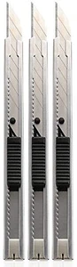 Stainless Steel Retractable Utility Knife Box Cutter Office Paper Craft Set of 3 - Picture 1 of 12