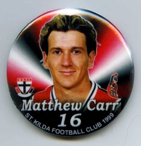 1999 Player Badge Matthew Carr (St Kilda) - Picture 1 of 1
