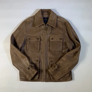 Brooks Brothers Genuine Leather Field Jacket Brown Men’s S – Vintage Style - Picture 1 of 22