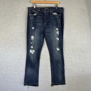 Level 99 Jeans Women's 36 Blue Medium Wash High Rise Straight Leg Distressed - Picture 1 of 8