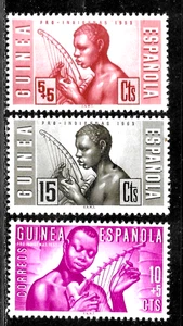 HICK GIRL- MINT SPANISH GUINEA STAMPS SC#324,B25-6 1953 MUSICIANS H33 - Picture 1 of 2