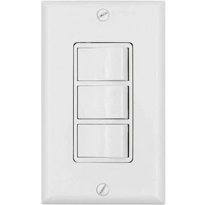 Triple Rocker Light Switch, 15A 120V, 3 Switches, Commercial Grade, White - Picture 1 of 7