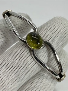 Sterling Silver 925 & 14k Gold Lee Bennett Navajo Peridot Cuff Bracelet 17.5gr - Picture 1 of 17