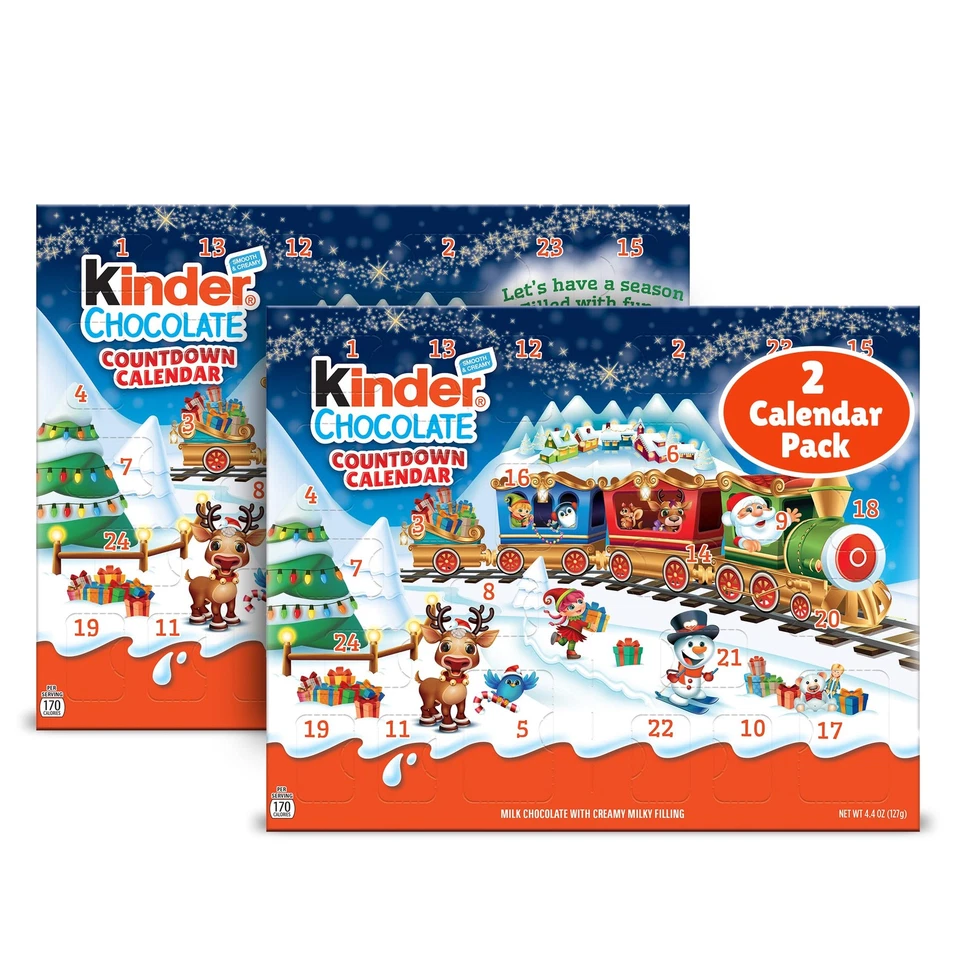 Kinder Chocolate Countdown Calendar 2-Pack | 24 Pieces Each 8.8 Oz Total | 2024