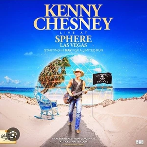 2 TICKETS Kenny Chesney June 14th Las Vegas Sphere - Sec 107 Row 26 - Picture 1 of 1