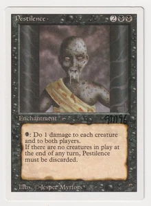 Signed Pestilence HP Revised Artist Jesper Myrfors 1994 WOTC MTG Magic Dated 96! - Picture 1 of 2
