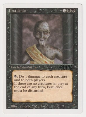 Signed Pestilence HP Revised Artist Jesper Myrfors Dated 96 MTG Magic Vintage! - Image 1 of 2