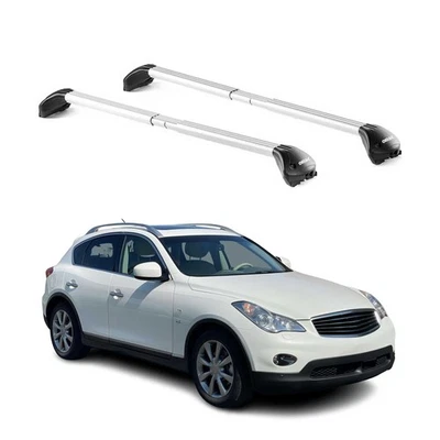 Porta-bagagens prata barras transversais rack de teto Infiniti QX50 2014-2017 2 peças - Imagem 1 de 4