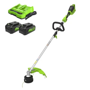 Greenworks 48V (24V x 2) 16" Cordless Battery String Trimmer w/ (2) 4.0Ah - Picture 1 of 11