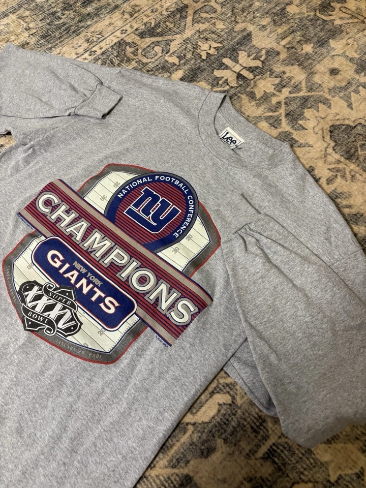 Lee Sport 2001 Vintage NY Giants NFC Champions Super Bowl XXXV Talla Grande Foto 1 de 4