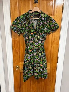 Nooworks Naomi Black Floral Awesome Blossom Cotton Stretch Dress XL New - Picture 1 of 7