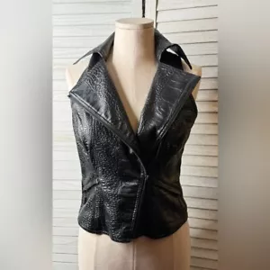 Schwarze Damenweste mit Krokodilprägung von Bebe. Top Zustand. Größe S. - Bild 1 von 10