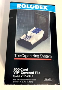 NEW Rolodex Covered VIP-24C 2.25"x4" Index Card File A-Z Tabs Cards Black Case - Picture 1 of 3