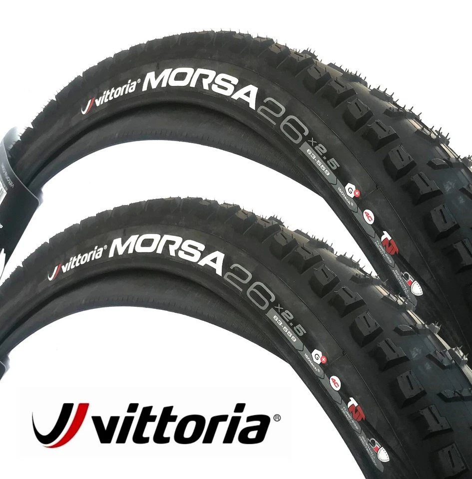 2 X Vittoria MORSA 26x2.5 G+ 4C Tubeless DH and Enduro Bike MTB bicycle tyres - image 1 of 2