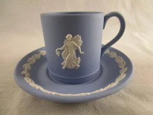 Wedgwood Blue Jasperware Demitasse Cup & Saucer The Danbury Mint Greek Godess - Picture 1 of 7