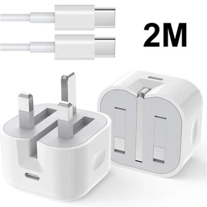 USB C Plug Fast Charger Charge 20W For iPhone 16 15 Pro Max Type Adapter Cable - Picture 1 of 8