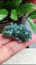 Natural Burma jadeite jade hand-carved treasure dragon pixiu pendant 39x23x13mm
