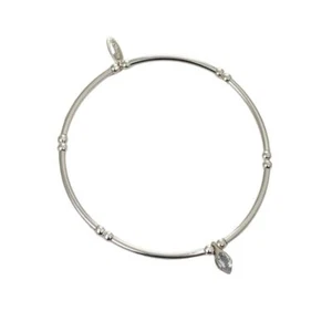 Aquamarine Stretch Bracelet Sterling Silver Minimalist Stackable UK Gift - Picture 1 of 14