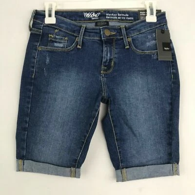 Bermudas Mossimo para mujer talla 0 tiro medio denim azul 9 entrepiernas elásticas Foto 1 de 4